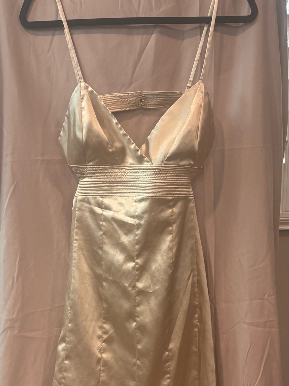 Forever 21 Cream Satin Slip Dress with Adjustable Straps
